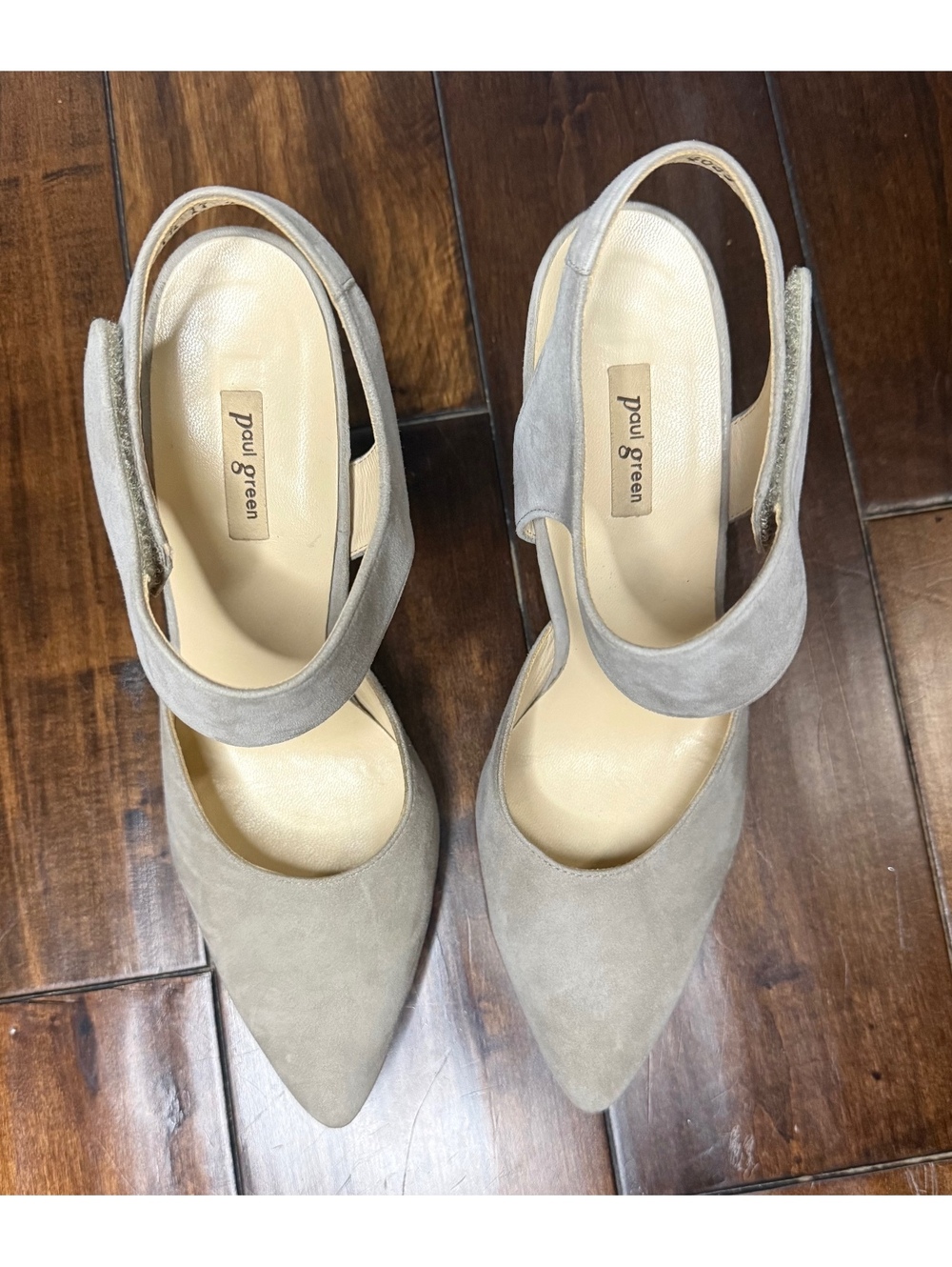 Paul Green Beige Suede Ankle Strap Pointed Toe Size 7.5